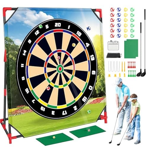 Golf Chipping Game with Stand,Upgrade 54"x 54" Golf Hitting Mat and Practice Set with Sticky Balls Perfect for Backyard Indoor Outdoor Family Battle Game,Christmas Ideal Gifts for Kids Adults (Green2)