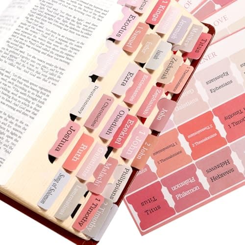 Women's Pink Bible Tabs for Study - Paper Index Tabs, Great Gift for Girls Women's Devotionals & Bible Reading (90 Tags) - Image 1