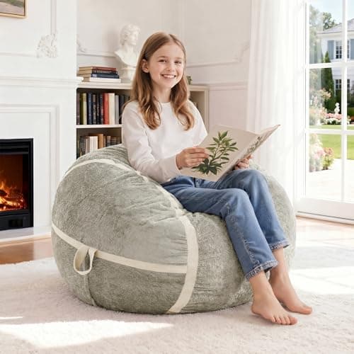 Homguava 2FT Bean Bag Chair Giant Bean Bag Chairs for Adults with Memory Foam Filled,Beanbag Chair with Soft Faux Fur Cover,Comfy Bean Bag Sofa Lounger for Living Room,Game Room,Bedroom - Image 1