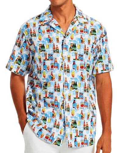 Vytroon Men's Summer Shirts Wrinkle Free Short Sleeve Button Down Lightwight Tropical Beach Vacation Shirt Have a Cup, X-Large - Image 1