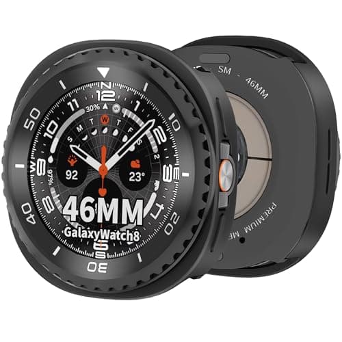 SDOCEBF Rotating Metal Bezel Case for Samsung Galaxy Watch 8 Classic 46mm, Luxury Metal Frame with Back Cover, Slim Shockproof Protective Bumper Cover, Black/White - Image 1