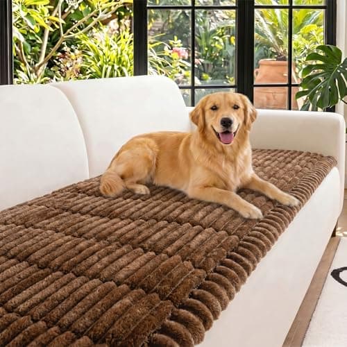 NILUOH Couch Cover for Dogs Washable, Fuzzy Couch Cushion Cover Thick Non-Slip Sofa Slipcover for 2 Cushion Sofa/Loveseat (Coffee, 27.6" x 59") - Image 1
