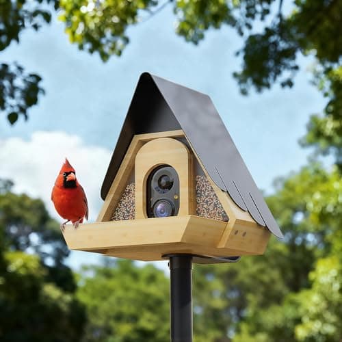 PerchMe® Smart Bird Feeder with Camera,2K HD Solar Powered,Bamboo Birdhouse Camera with Metal Roof,AI Recognition, Includes SD Card, Real-time Notification, Ideal Gift for Bird Lovers - Image 1