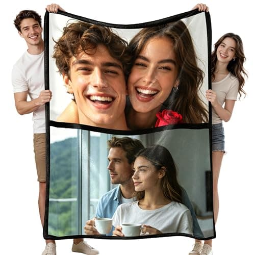 SwiftBay Ships Next Day Custom Blanket with Picture, Personalized Blanket with Photo, Customize Customizable Throw Blankets, Customized Gifts for Mom, Dad, Wife, Husband, Couple and Friend - Image 1