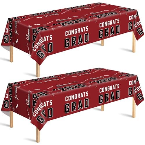 OHOME 2026 Graduation Party Decorations - Graduation Decorations Class of 2026 - Disposable Plastic Maroon Tablecloth for Party Favors - Backdrop Banner Class of 2026,2 Pack - Image 1
