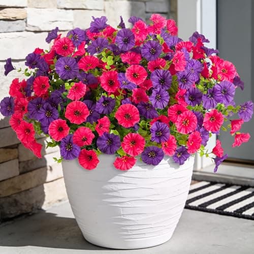 ADXORA 12 Bundles Morning Glory Artificial Flowers for Outdoor Decoration UV Resistant Fake Plastic Plants Artificial Greenery for Indoor Outdoor Garden Patio Window Box Home Decor - Image 1