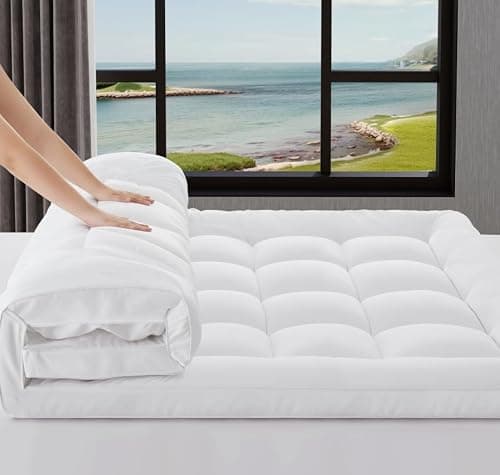 3 Inch Mattress Topper Full Size Breathable Filled Soft Fluffy Supportive for Back Pain Relief, Bed Mattress Pad Pillow Topper with Extra Thick Padded Protector for 8"-21" Deep Pocket - Image 1