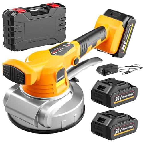 Tile Vibration Tool with 2 X 20V Batteries Cordless Tile Vibration, Tile Vibrator with 160mm Suction Cup 6 Adjustable Speed Digital Display for Floor, Tile,Wall - Image 1