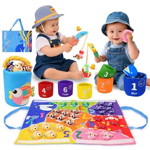 Montessori Toys for 1 Year Old, 40PCS Upgraded Fishing Game Toys for Toddlers 1-3, Educational Baby Toy for Color Sorting, Number & Alphabet Learning, Birthday Gifts for Baby Boy Girl Age 1 2 3 - Image 1