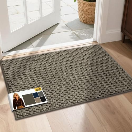 JSEI Dirt Trapper Door Mat 20"x32", Non-Slip Entryway Rugs Doormat Indoor, Washable Absorbent and Stain Resist Welcome Floor Mat for Front Door, Dog Door Mat, Dirty Wet Shoes & Paws, Greyish Brown - Image 1