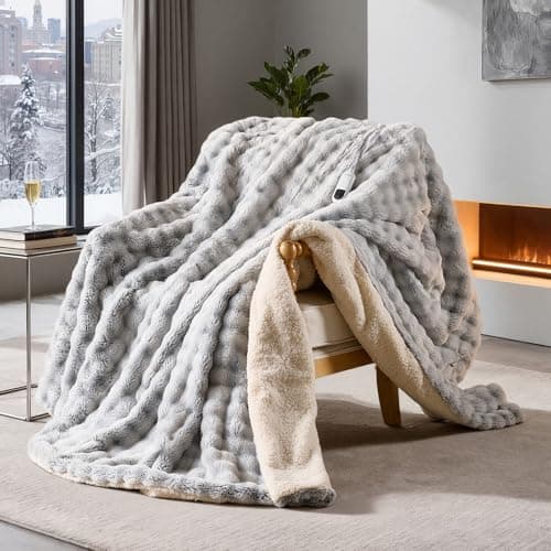 WOOMER Heated Blanket Full Size 77"x 84", Luxury Faux Fur Electric Blanket with 10 Heat Levels, Ultra Soft Heating Blanket with 9H Auto Off, ETL Certified & Machine Washable - Image 1