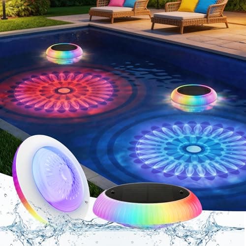 Solar Floating Pool Lights, 6.5in 3200mAh RGB Up and Down Color Changing Solar Pool Lights that Float, 57 Modes, IP68, LED Floating Light for Inground/Above Ground Pool, Bathtub, Party, Decor - 2Pack - Image 1