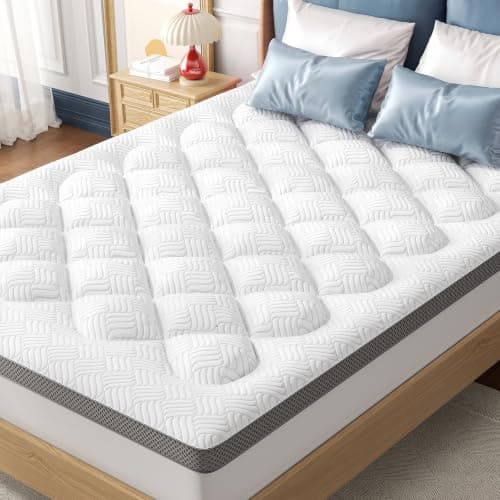 GHLPECYO 3 Inch Extra Thick Queen Size Mattress Topper, Cloud-Like Pillow Top Mattress Pad with Bamboo Viscose & Memory Foam Filling, 18‘’ Deep Pocket Bed Topper, Breathable Air Mesh Sides, White-grey - Image 1