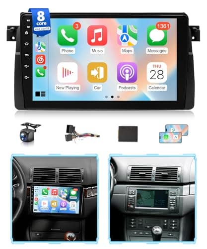 Wadpon 8Core Android Stereo for BMW 325i E46 328i 1998-2005 Radio for BMW M3 2000-2006 Wireless Apple CarPlay Android Auto, 4G + 64G 9IN IPS Touch Screen for 330i 5G WiFi/GPS Navi/BT/FM/RDS/DSP/EQ/SWC - Image 1
