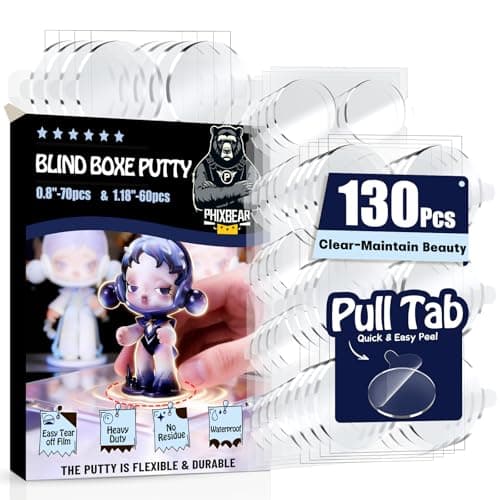 Removable Glue Adhesive Tape Clear for Pop Mart Action Figures – Invisible Double-Sided Transparent No Residue Mounting Dots for Blind Box Toys, Collectible Figures, Mini Statues, 0.8” & 1.18” 130pcs - Image 1