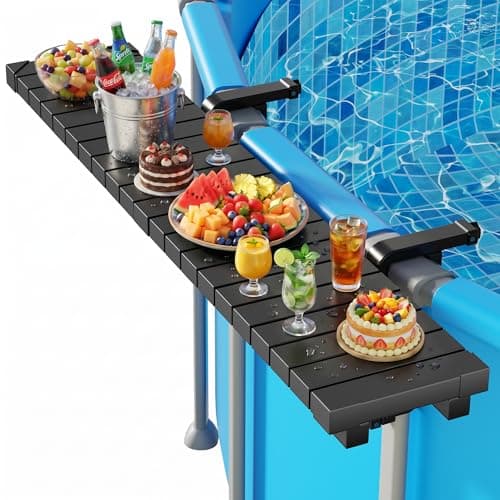 Kompoll Pool Bar for Above Ground Pools, 49.4"x9.6" Poolside Bar Holds 110 lbs, Heavy Duty Galvanized Iron & Stable Swim Up Bar Easy Assembly, Fits Top Rails 4.48" or Less - Image 1