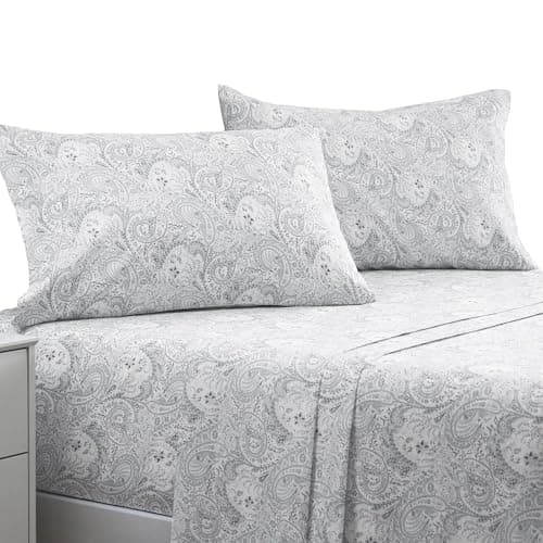 Mellanni Queen Sheets Set - 4 PC Iconic Collection Bedding - Hotel Luxury, Extra Soft, Cooling Bed Sheets - Wrinkle, Fade, Stain Resistant (Queen, Paisley Gray) - Image 1