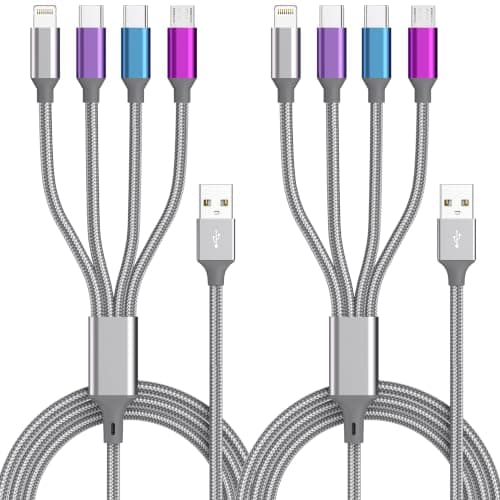 Multi Charging Cable 4ft 2Pack 4 in 1 Charger Cord,Dual Tyep-C Rapid Cable