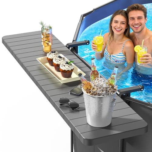 Hyperzoo Pool Bar for Above Ground Pools, Stable Poolside Drink & Snack Table Supports Up to 110 lbs, Rust-Free ABS Poolside Bar Fits ≤4.4” Rails for Framed Round & Oval Pools, Ideal for Pool Parties - Image 1