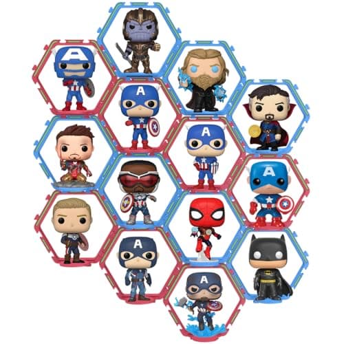 YODAR 14 PCS Riser Display Shelf for Funko POP Figures, Floating Shelves Display Ledge for Organizer and Decoration, Collectibles Display Stands Showcase, Glowing at night - Image 1