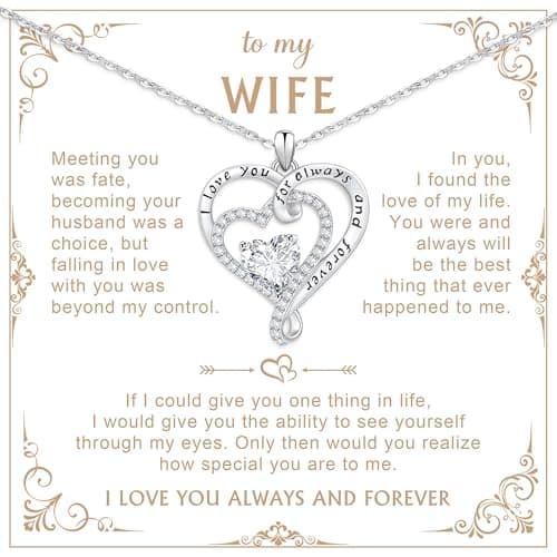 Juvux Women Necklace Jewelry Chain for Women - S925 Sterling Silver Forever Love Heart Pendant Necklace Adjustable Trendy Dainty Birthday Wedding Anniversary Christmas Valentine’s Day Gift for Wife - Image 1