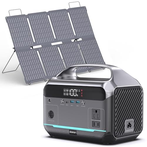 Solar Generator with Panel Included, Portable Power Station 600W with 80W Solar Panel, 288Wh LiFePO4 Battery with AC DC Outlets, Power Bank 2hrs Fast Charging, 7-Port Design for Emergency, Hurricane - Image 1