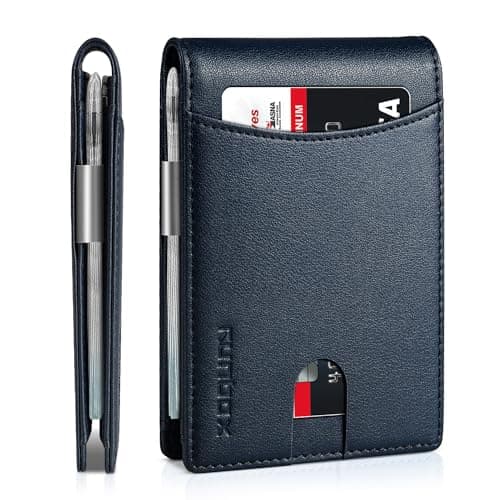 RUNBOX Slim Money Clip Wallets for Men and Teen Boys RFID Blocking 11 Card Holder Minimalist Small Leather Bifold Novelty Men's Wallet Front Pocket Gift Box - Image 1