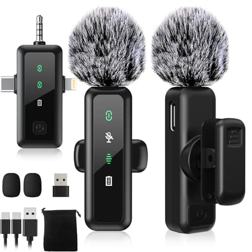 BILIWAL Wireless Lavalier Microphone, Noise Cancelling Lapel Recording Entry-Level 2 Pack Mics, 3IN1 Port for Most Devices - Image 1