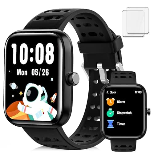 Smart Watch Kids,Fitness Watch for Kids with Health Monitor, Activities Track & Drinking/Rest/Homework Reminder, IP68 Waterproof Smartwatch with Puzzle Games, Boys Gift for Birthday, School-Black - Image 1