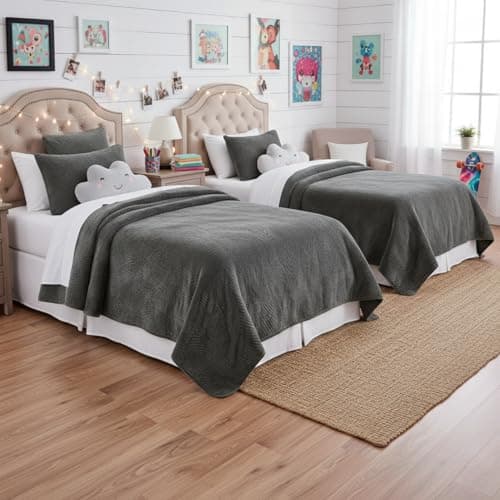 Tache Velvet Dreams Luxurious Velveteen Velour Super Soft Plush Warm Cozy Elegant Ripple Waves Stitch Quilted Coverlet Taupe Gray Brown Bedspread Set, Twin - Image 1