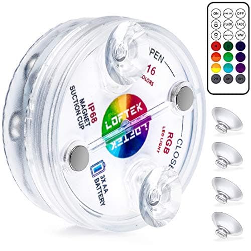 LOFTEK Submersible LED Lights with Remote, 13 LED Pool Lights for Inground Above Ground Pool with Magnets &Suction Cups,16 Color Changing Underwater Light for Ponds Battery Operated, 1 Pack - Image 1