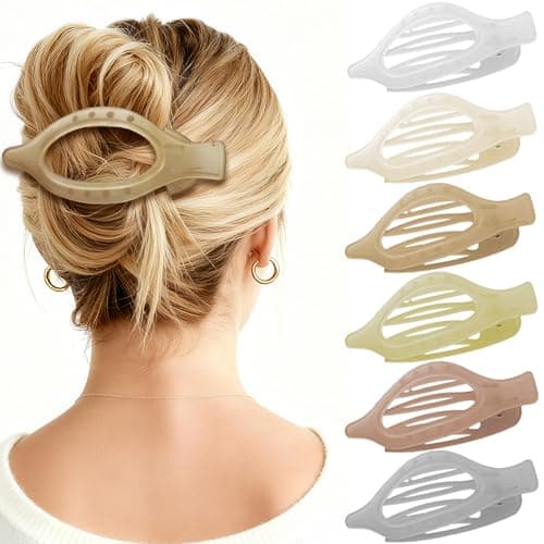 CHANDAT Flat Hair Clip 6 pcs Lay Down Claw Clips Hair Accessories for Women -Ice Cream - Image 1