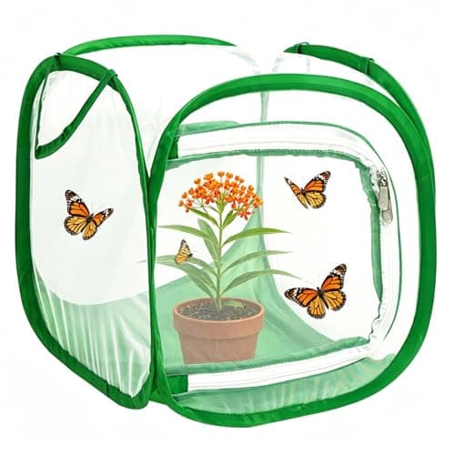 Butterfly House Habitat Insect Cage Clear See Through Pop-up Collapsible Butterfly Enclosure-Small 12"x12"x12" - Image 1