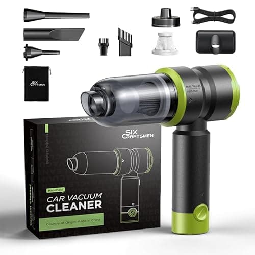 Handheld Car Vacuum Cleaner, 4-in-1 Cordless Rechargeable Mini Vacuum with Air Duster – Quickly Clean Crumbs, Pet Hair & Crevices in Car, Office, Home. Ideal for Commuters & Office Workers (Green) - Image 1
