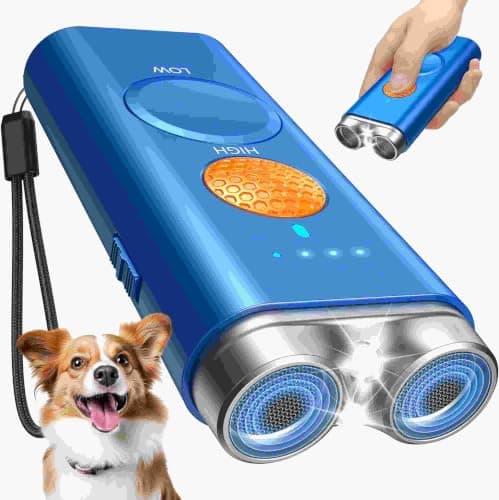 Dog Bark Deterrent Device, Anti Barking Device for Dogs Training Indoor Outdoor No More Bark Ultrasonic 2X Effective Emitters 50ft Range to Stop Neighbors Dog Barking Rechargeable for All Dogs