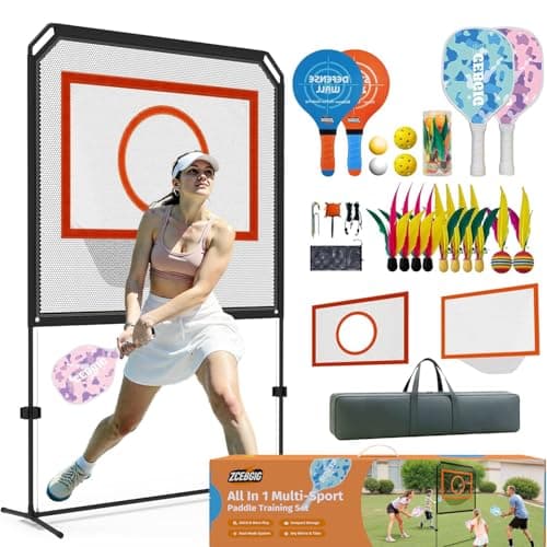 ZCEBGIG Portable Pickleball Net – Regulation Size Outdoor & Indoor Paddle Game Set with Ball Catch Net & Removable Target – Heavy Duty Steel Frame, Carry Bag – Family Fun for Backyard, Park, Beach