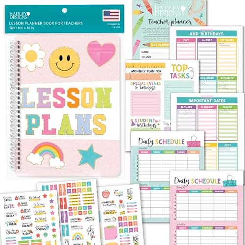 Hadley Designs Teacher Planner 2025-2026 – Lesson Planner Book for Teachers Must Haves, Undated Teacher Planners, Lesson Plan Notebook, Homeschooling Planners, Teachers Appreciation Gifts - Image 1