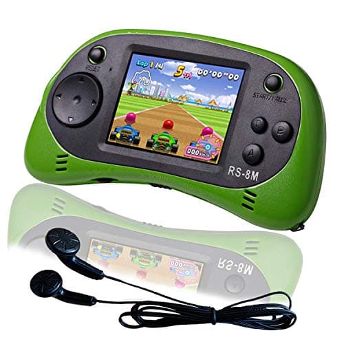 EASEGMER 16 Bit Kids Handheld Games Built-in 220 HD Video Games, 2.5 Inch Portable Game Player with Headphones - Best Travel Electronic Toys for Kids Age 3-10 Years Old Children (Green)