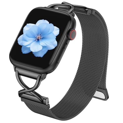 Dirrelo Metal Band Compatible with Apple Watch Bands Women 41mm 40mm 38mm 42mm 44mm 45mm 49mm Men,Mesh Magnetic Clasp Stainless Steel Wristband for iWatch Ultra Series 11/10/9/8/SE 3/7/6/5/4,Black