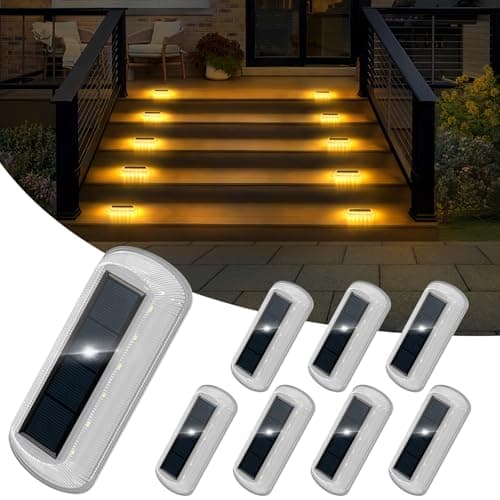T-SUN Solar Deck Lights Outdoor Waterproof, Deck Lights Solar Powered, Driveway Marker Light for Fence Front Door, Step, Stair, Garden, Sidewalk, Pathway, Dock Porch, Backyard (Warm White, 8 Packs) - Image 1