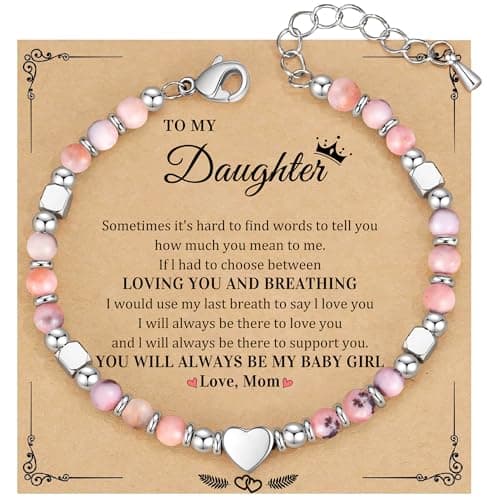 Btysun Christmas Gift for Daughter, Daughter Gifts Beaded Bracelets for Women Christmas Bracelets Gemstone Bracelet Trendy Stuff Stocking Stuffers for Women - Image 1
