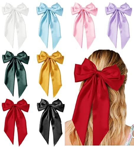 Hair Bows for Women Girls 8 PCS Hair Ribbon Bow Hair Clips with Long Tails Vintage Hair Accessories for Women Mothers Day Gifts - Image 1