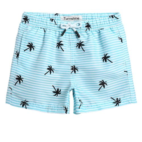 Turnshine Boys Swim Trunks Toddler Swim Shorts with Mesh Lining Quick Dry Board Shorts Kids Bathing Suits Swimwear for 2-16T Coconut Light Blue 2T - Image 1