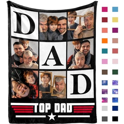 Yofair Fathers Day Blankets Gifts Custom Blanket with Picture Customized Photo Blanket Family Christmas Personalized Dad Birthday Gifts for Adult 50" W x 60" L - Image 1