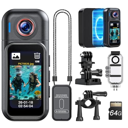 BOBLOV Mini Body Camera Waterproof, 64GB Wearable Camera with Smart Touch Screen, 7 Hours Recording with Charging Dock, Magnetic Clips, up to 33FT Waterproof Case for Vlogging, Daily Use W3 - Image 1