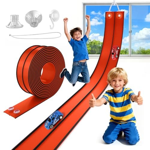 TAEMVV 15 Ft Dual Flexible Race Track for Kids, DIY Ramps Car Track Set Compatible with Hot Wheels 1/64 Diecast Cars, Reinforced Suction Cup for Boys Girls 3+, Red&Black - Image 1