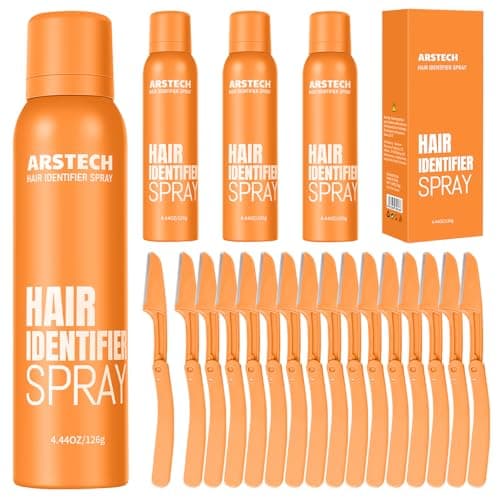 Hair Identifier Spray for Face Shaving Dermaplaning Tool Skin Body Dermaplane Spray for Women with 16 Face Razor Face Shaver Kit Facial Hair Removal Dermaplane Razor for Women Face (Orange 4 Pack) - Image 1
