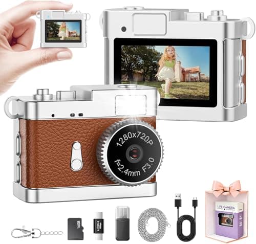 Trunsif Mini Keychain Camera–2MP HD Mini Digital Camera with 16GB Card&Cool Keychains,Take Photos&Video,Suitable for Children/Adults,Collectible Gift for Travel,Gathering&Holiday Gift Brown - Image 1