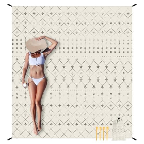 Beach Blanket Waterproof Sandproof, 10'X 9' Extra Large Oversized Beach Mat for 2-8 Adult, Quick Drying Lightweight Washable Polyester Picnic Blankets for Outdoor, Travel, Camping, Hiking-Moroccan - Image 1