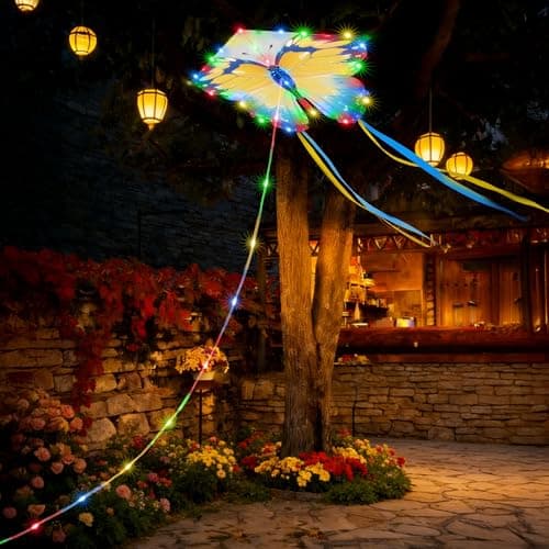 Toodour Solar Butterfly Lights Outdoor, 2.9Ft 174 LED Waterproof Kite Butterfly Garden Decor, 8 Modes Multicolor Solar Garden Lights for Home Yard Patio Camping Decor- Blue & Yellow Butterfly - Image 1